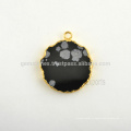 Best Quality Snowflake Obsidian Slice Gemme Bezel Charm, 925 Sterling Silver Micron Gold Plated Bezel Charm Fournisseurs